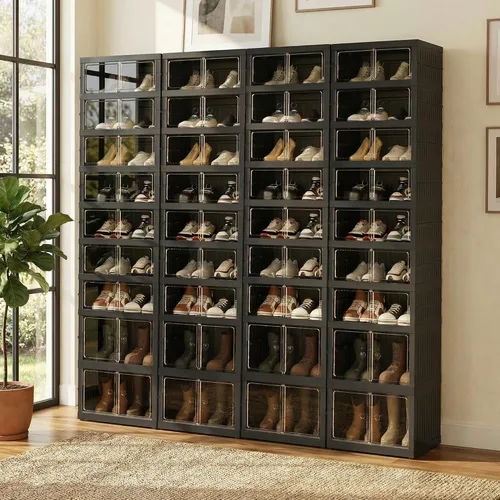 Miniatura 28 de Organizador de Zapatos Plegable Caja de Almacenamiento, Estante de Zapatos Plegable Portátil Extra Grande para Closet, Caja de Almacenamiento