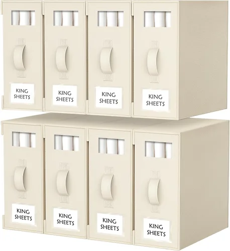 Miniatura 10 de Criusia Organizadores y Almacenamiento de Sábanas de Cama, Paquete de 6 Cajas Organizadoras de Armario de Ropa Blanca Plegables – Soporte de Ropa