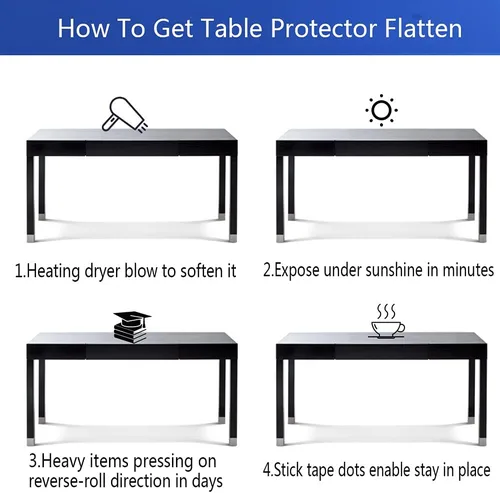 Miniatura 8 de Protector de escritorio de 19 x 60 pulgadas de vinilo transparente PVC para oficina, protector de mesa de escritura, tapete de plástico