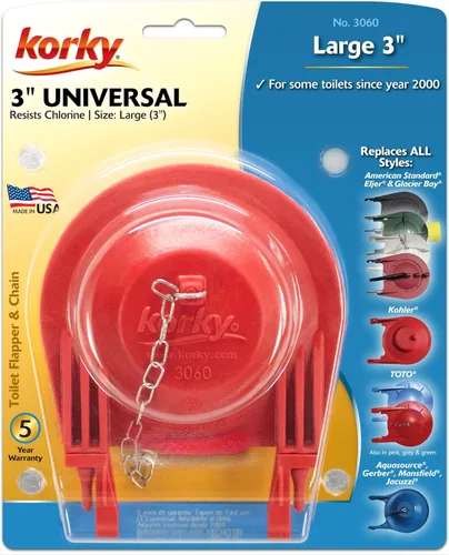 Miniatura 6 de Korky 3060BP - Aleta universal para inodoro que reemplaza la mayoría de las aletas grandes de 3 pulgadas, goma de larga duración, fácil de instalar