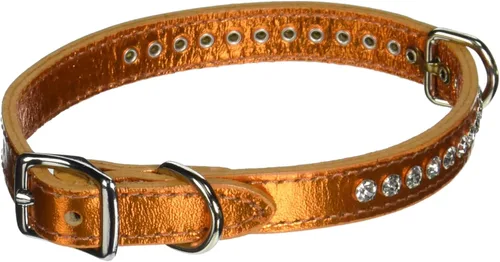 Miniatura 24 de Collar de perro de cuero y cristales de OmniPet Signature, cuero de grano de violeta africana de avestruz, se ajusta a un tamaño de cuello de 6"-8