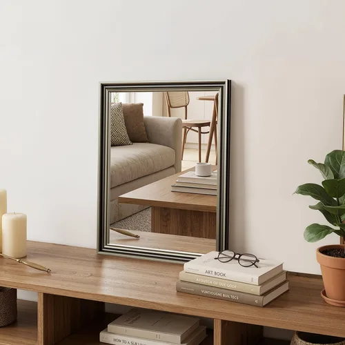 Miniatura 32 de Espejo de Pared Enmarcado con Efecto de Madera de Roble, Espejo Rectangular de 16x20, Vidrio Templado Anti-desplatado de 1/8", Marco Sostenible