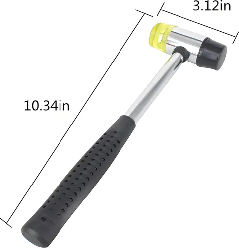 Miniatura 2 de Martillo de mazo de goma pequeño – 1.18 pulgadas (1.181 in), cabeza de goma y plástico de doble cara ligera Agarre ergonómico antideslizante