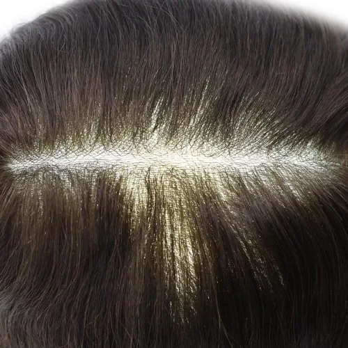 Miniatura 4 de FNY HAIR - Tupé para hombres, sistema de cabello humano, piel ultrafina, PU con bucle en V, prótesis de cabello natural para hombres, #1B05 1B# OFF