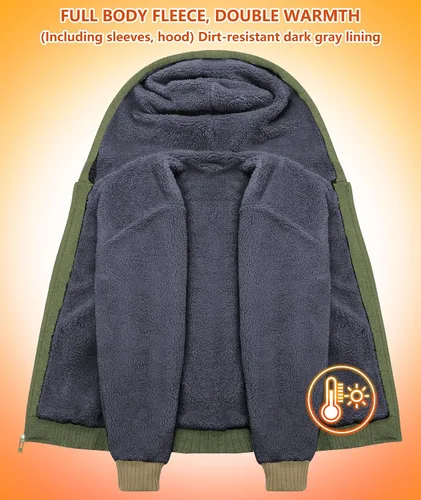 Miniatura 83 de GEEK LIGHTING Sudadera con capucha y cremallera para hombre, forro polar, chaqueta gruesa con capucha para invierno, cálida sudadera atlética