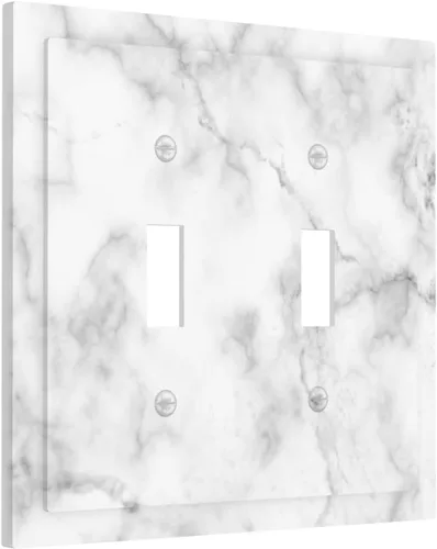 Miniatura 2 de Cubierta decorativa de interruptor de luz de mármol blanco y gris, placa frontal de plástico de 2 bandas para decoración de baño, hogar, dormitorio