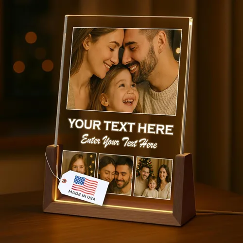 LOUISMIAA Marcos personalizados con luz nocturna, placa decorativa, regalos personalizados para aniversario, cumpleaños, día de la madre, día del