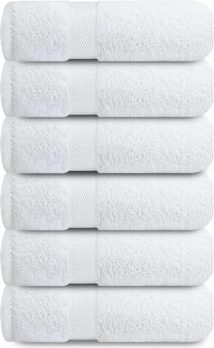 Miniatura 8 de Infinitee Xclusives Juego de 6 toallas de mano de 100 % algodón hilado en anillo para baño, 16 x 28 pulgadas, suaves, absorbentes y de secado rápido