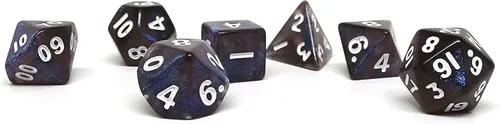 Miniatura 16 de Mini colección de dados poliédricos de 0.394 pulgadas - Incluye un D20, D12, D10, D8, D6, D4 y D00 (Aqua Shine)