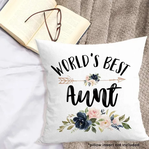 Miniatura 3 de World's Best Aunt Gifts - Funda de almohada de 18 x 18 pulgadas, funda de almohada de cumpleaños para tía y tía, funda de almohada cuadrada