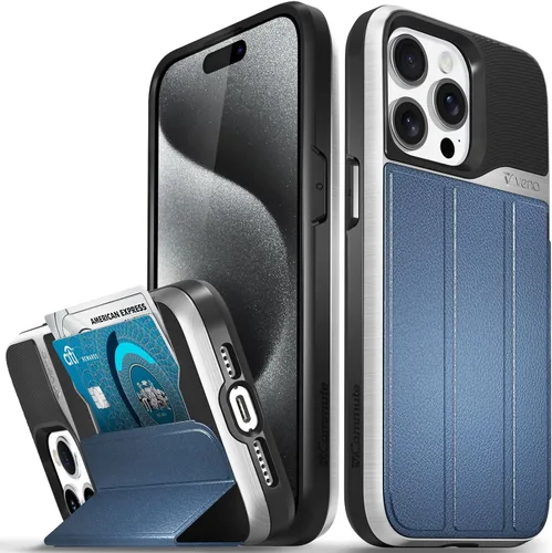 Miniatura 17 de VENA vCommute Funda tipo cartera compatible con Apple iPhone 14 (15.5 cm), funda de cuero con tapa plegable, tarjetero con función de soporte