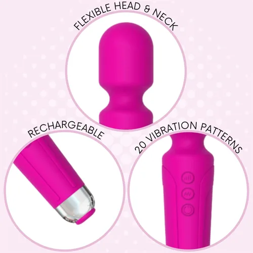 Miniatura 3 de Masajeador de varita eléctrica de silicona, juguetes para mujer, rosa, masajeador personal hipoalergénico seguro para el cuerpo, juguetes para Rosado