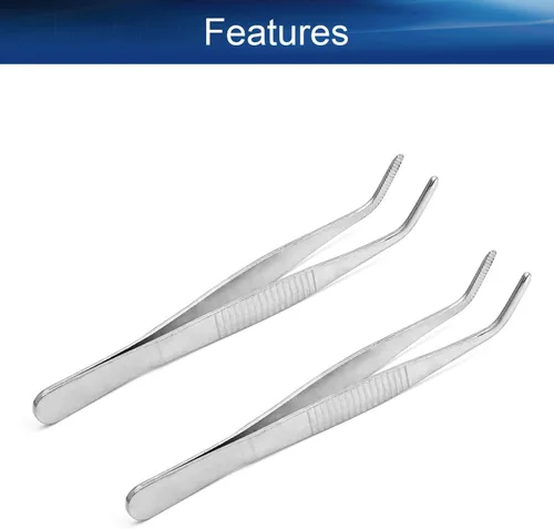 Miniatura 3 de Auniwaig Pinzas de acero inoxidable de 4.92 pulgadas de longitud con punta dentada curvada para reparación de manualidades, herramientas