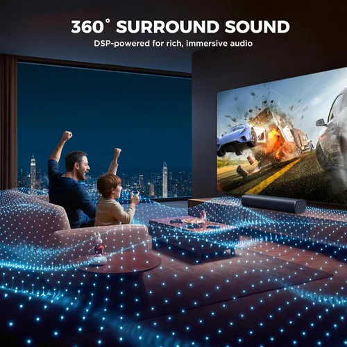 Miniatura 10 de MZEIBO Barra de sonido, barra de sonido de 50 W para Smart TV Bluetooth 5.3 altavoz de 17 pulgadas con ARC/óptica/AUX conexión envolvente para cine