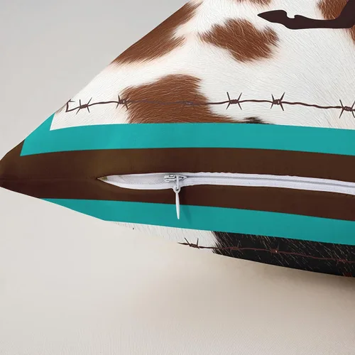 Miniatura 6 de Funda de almohada de caballo, funda de cojín rústica de vaquero occidental para decoración del hogar, sala de estar, reversible, retro, caballo