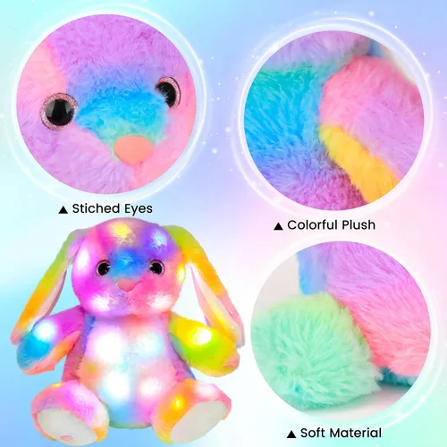 Miniatura 7 de Hopearl Conejo de peluche con luces LED colorido, flexible, con luces de noche que brillan en la oscuridad, para festival, cumpleaños, niños
