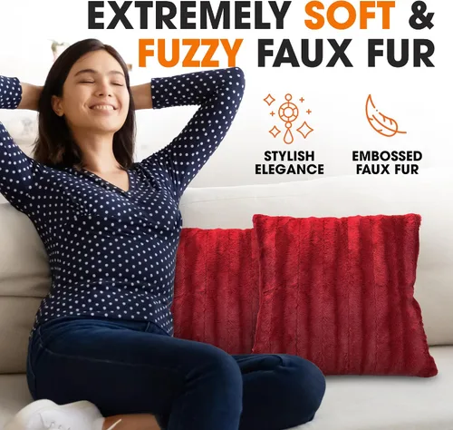 Miniatura 4 de Cheer Collection Almohadas Decorativas de Piel Sintética - Almohadas Decorativas para Sofá, Almohadas Decorativas para Cama, Almohadas de Acento