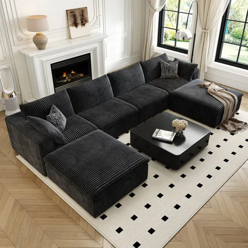 Miniatura 21 de LoveSeat Cloud Couch Sofá Seccional Modular para Sala de Estar, Sofá Moderno con Asiento Profundo, Sofá de 2 Plazas Sin Huesos con Otomana, Cómodos