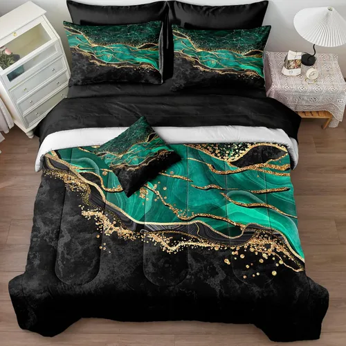 Miniatura 23 de Juego de edredón de sol y luna negro, juego de ropa de cama boho, ropa de cama de galaxia celestial y espacio estrellado, edredón mandala exótico