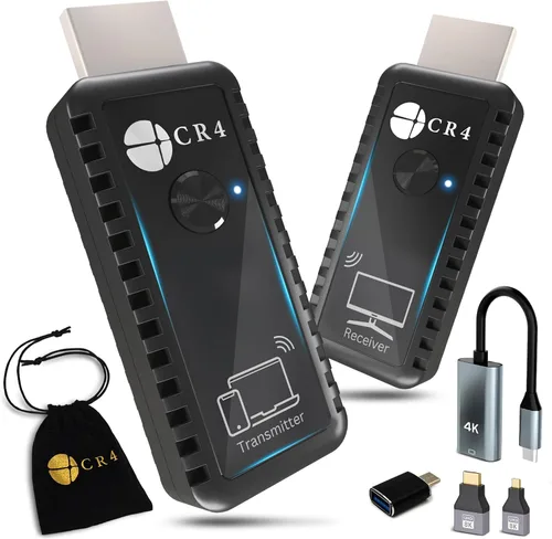 CR4 Transmisor y receptor HDMI inalámbrico, 5G de baja latencia, Plug & Play, entrada 4K/salida 1080P, kit extensor para transmitir video/audio