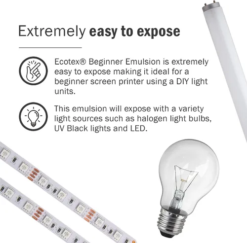 Miniatura 4 de Ecotex® Emulsión de serigrafía para principiantes (8 onzas) - Emulsión fotográfica presensibilizada lista para usar para pantallas de seda y tela