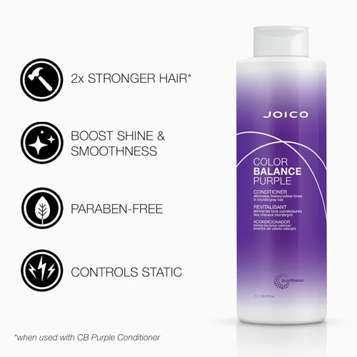 Miniatura 4 de Joico Color Balance - Juego de champú y acondicionador morado, elimina los tonos cobrizos y amarillos, para cabello rubio o gris frío