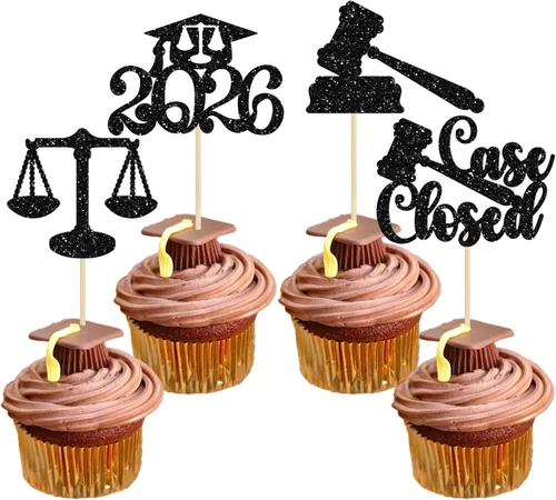 Miniatura 12 de 24 piezas 2026 decoraciones para cupcakes de graduación 2026 con purpurina clase de 2026 para graduación de graduación para felicitaciones 2026