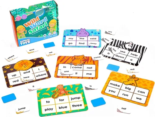 Miniatura 2 de Barnacle Toys Wild Word Safari - CVC Sight Word Reading Games, alternativas de tarjetas flash de fonética primaria para niños, actividades