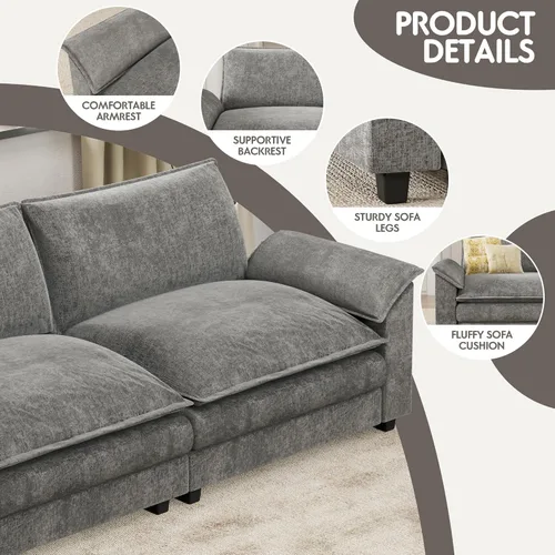 Miniatura 7 de Homall Sofá Seccional Modular de 80", Sofá Biplaza con Cojín de Doble Capa, Combinación DIY de Chenille Profundo Sofá Nube de 2 Asientos para Sala
