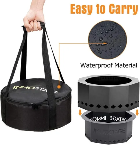 Miniatura 5 de INNO STAGE Pozo de fuego patentado sin humo, estufa de campamento con bajo humo de 13 pulgadas, estufa de campamento de leña para exteriores, bolsa