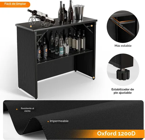 Miniatura 4 de VINGLI Mesa de bar portátil de grado comercial de 45 pulgadas para eventos, estación móvil de bartend, mesa de bar desplegable para interiores