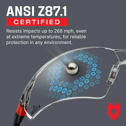 Miniatura 5 de NoCry Gafas de seguridad transparentes para hombres y mujeres con lentes envolventes antivaho y resistentes a los arañazos, patillas ajustables