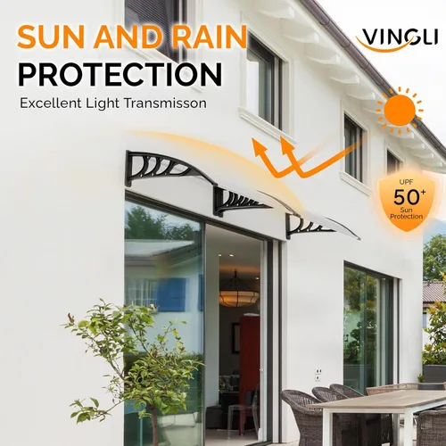Miniatura 5 de VINGLI Toldo para Ventana Toldo para Puerta Exterior, 30" x 40" Toldos para Puertas Cubierta de Policarbonato Toldo para Puerta de Patio Protección