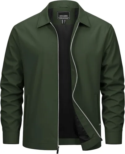 Cotrasen Chaquetas ligeras para hombre, chaqueta cortavientos con cremallera completa, chaqueta casual cortavientos