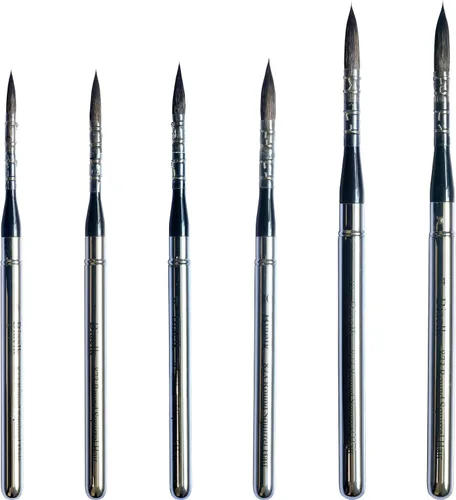 Miniatura 2 de 873Round - Pinceles de pintura profesionales para acuarela, 6 piezas, ardilla sintética, pelo mixto, juego de pinceles de bolsillo de viaje