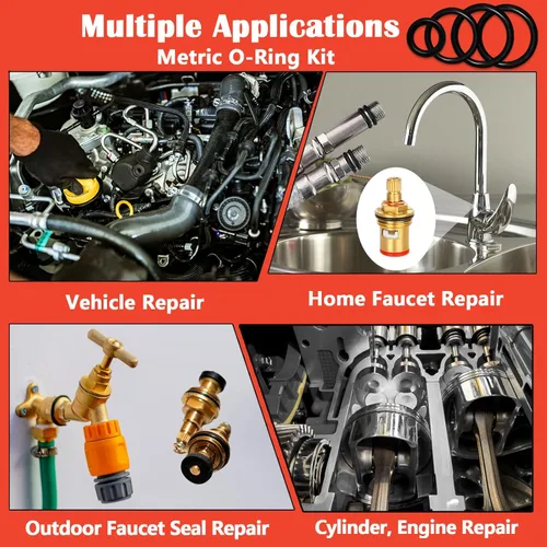 Miniatura 4 de XBVV - Kit de 419 juntas tóricas métricas universales, 32 tamaños, goma Buna-N 70A, para grifos, automóviles lavadoras a presión reparación