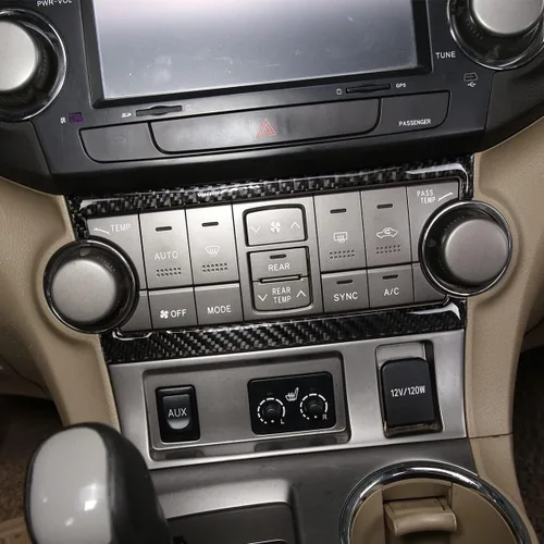 Miniatura 4 de Para Toyota Highlander 2009 2010 2011 2012 2013 Real Fibra de Carbono Adhesivo 3D Interruptor de Aire Acondicionado Marco de Control