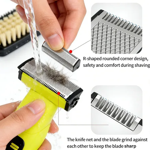 Miniatura 6 de Recortadora de barba para hombres, afeitadora eléctrica híbrida recargable y peluquera corporal, afeitadora facial lavable, 4 peines para hombre