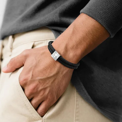 Miniatura 3 de MEALGUET Relleno de cesta de Pascua para niños: pulseras ajustables de cruz de fe de cuerda negra para niños de 6, 8, 10, 12, 14, 16 años