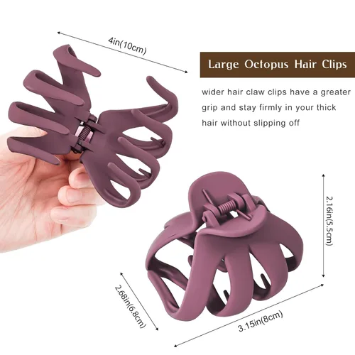 Miniatura 4 de Lolalet Pinzas para el cabello de pulpo, paquete de 5 pinzas antideslizantes para el cabello mediano para cabello largo y grueso, rizado, accesorios