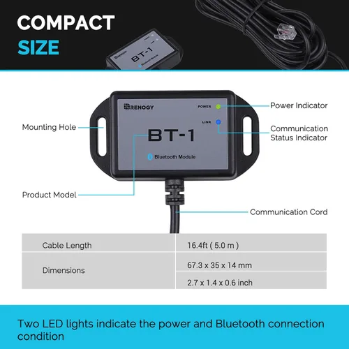 Miniatura 6 de Renogy Rover 20A 12V/24V Auto DC entrada MPPT controlador de carga solar con módulo Bluetooth