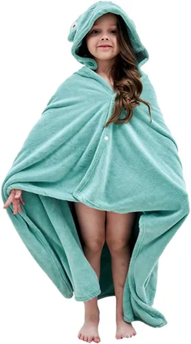 Miniatura 13 de Vauwmsr Toalla de baño de playa con capucha para niños, manta suave con capucha, bata de baño, poncho de natación, toalla de ducha para niños y Azul