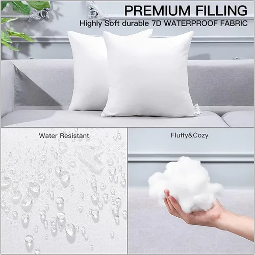 Miniatura 4 de OTOSTAR Insertos de almohada de alta calidad para exteriores, 20 x 20 pulgadas, impermeables, paquete de 6 rellenos de almohada cuadrados Paquete