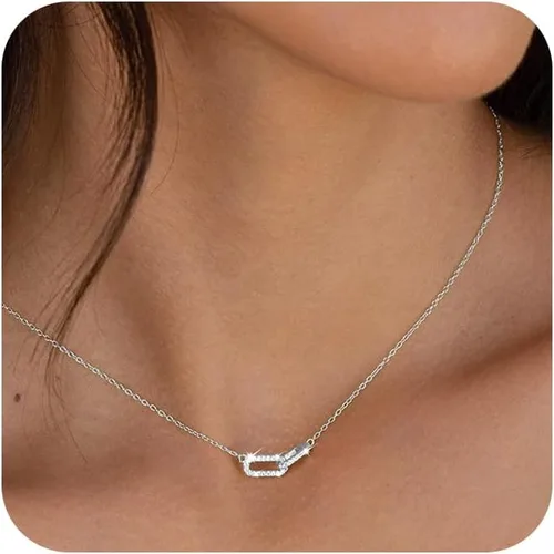 Collar con colgante de oro para mujer, delicados collares de diamantes para mujer, chapados en oro de 14 quilates, gargantilla con clip de papel,