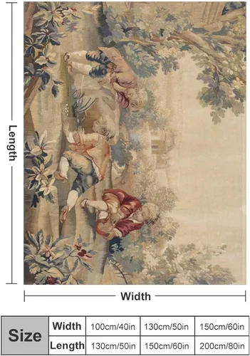 Miniatura 3 de Aubusson - Manta de franela con estampado francés antiguo de 50 x 40 pulgadas, manta ligera y esponjosa de invierno y otoño, acogedora y suave felpa