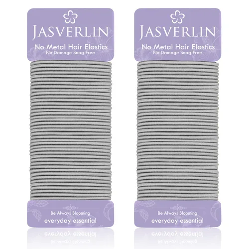 JASVERLIN Lazos para el cabello gris claro de 0.079 pulgadas, antideslizantes, sin daños, elásticos para cola de caballo para mujeres, niñas y