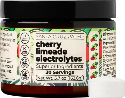 Miniatura 8 de Santa Cruz Paleo Polvo de electrolitos, Limonada de Cereza, mezcla de bebida de hidratación sin azúcar con sal rosa del Himalaya, sal marina