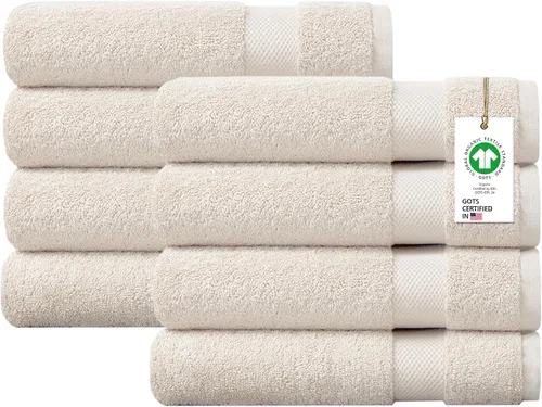 Miniatura 44 de Toallas 100% algodón orgánico de 22.93 oz/m² de felpa al tacto de secado rápido, paquete de 12 toallas de lavado de algodón orgánico, certificado