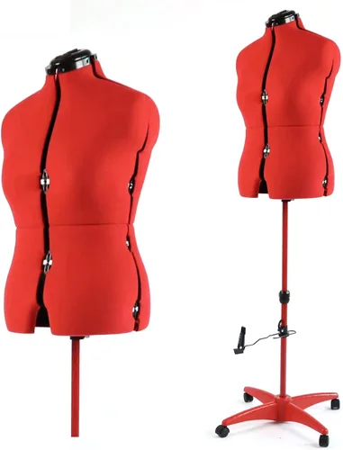 Forma de Vestido Maniquí Femenino Ajustable para Costura Tallas 12-18, Forma de Cuerpo para Alfileres con 13 Diales, Base Rodante Desmontable, Rango