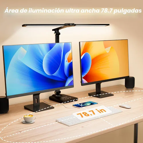 Miniatura 3 de CHARYJOD - Lámpara LED de escritorio para oficina en casa, luz de escritorio de arquitecto de altura ajustable con adaptador USB, lámpara de Negro